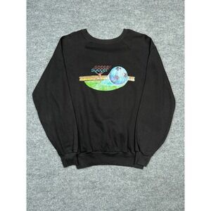 Vintage M&O Knits Logo Soccer Sweatshirt Mens Sz L Black USA Raglan Kickin Power
